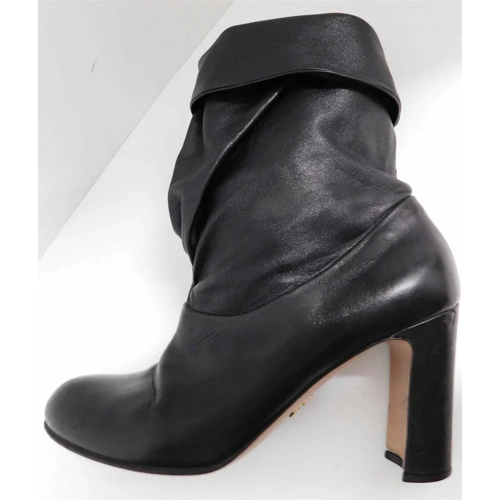 Prada Italy Black Lamb Leather Ankle Boots Italy‎ 37.5 - Picture 9 of 9